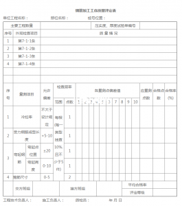 Quality assessment form of reinforcement processing procedure